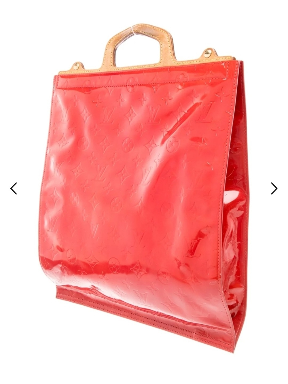 Louis Vuitton Vibrant Red Patent Monogram Tote with Natural Leather Handles - Picture 2 of 3